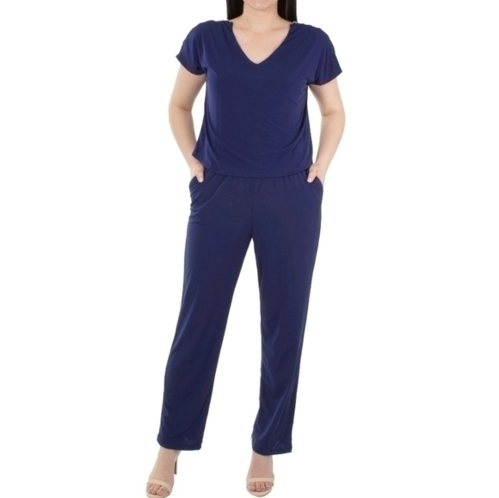 NY COLLECTION PLUS SIZE 1X NAVY JUMPSUIT NWT